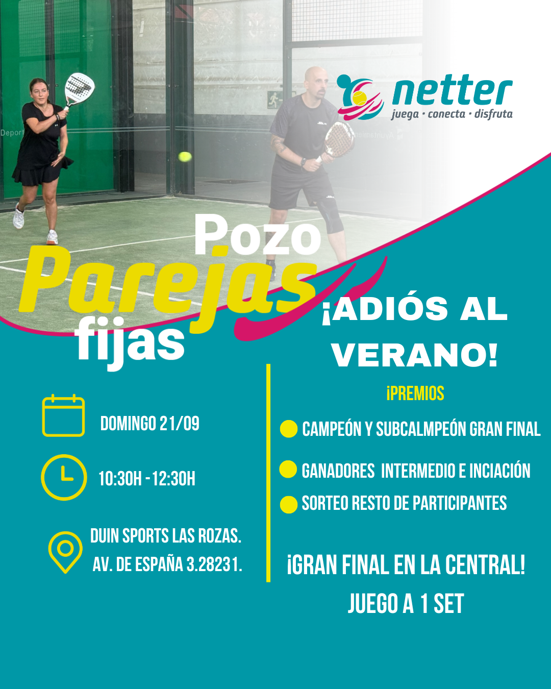 21/09/2025 DOMINGO - POZO DE PAREJAS FIJAS CON GRAN FINAL EN LA CENTRAL
